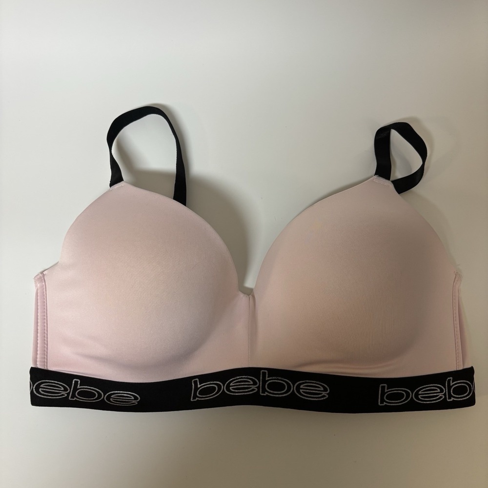 Bebe Seamless Workout Sports Bra Padded 38C Pink‎ Black